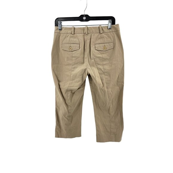 Talbots Petites Women's Flat Front Chino Khaki Crop Pants Back Leg Seam Size 2P - Picture 4 of 14